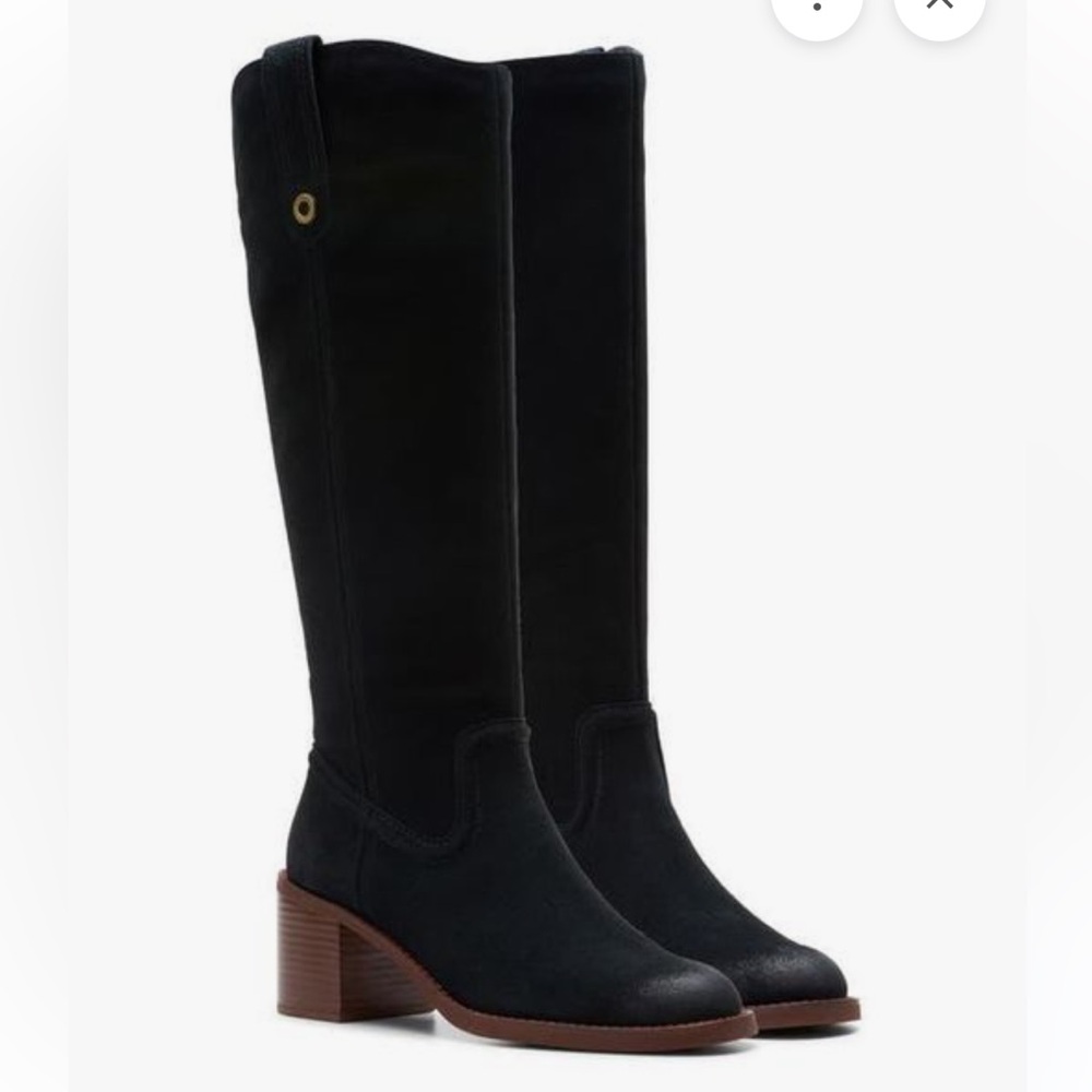 Clarks Chamberly Up Knee High Boot Black Size 11 Comfort Heel Riding Style NEW